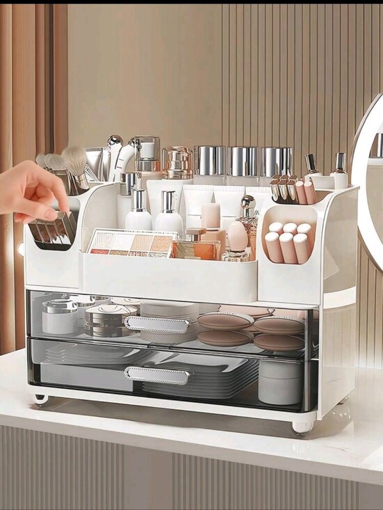 Other - White Makeup Organizer Storage Drawer with Clear Front